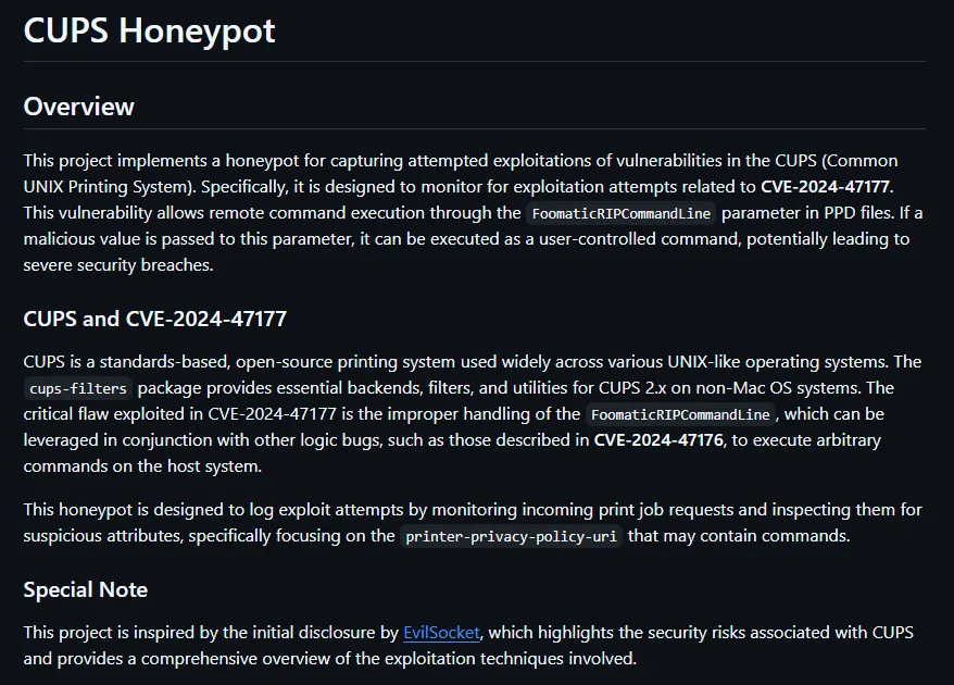 PoC Honeypot for Detecting Exploit Attempts Against CVE-2024-47177