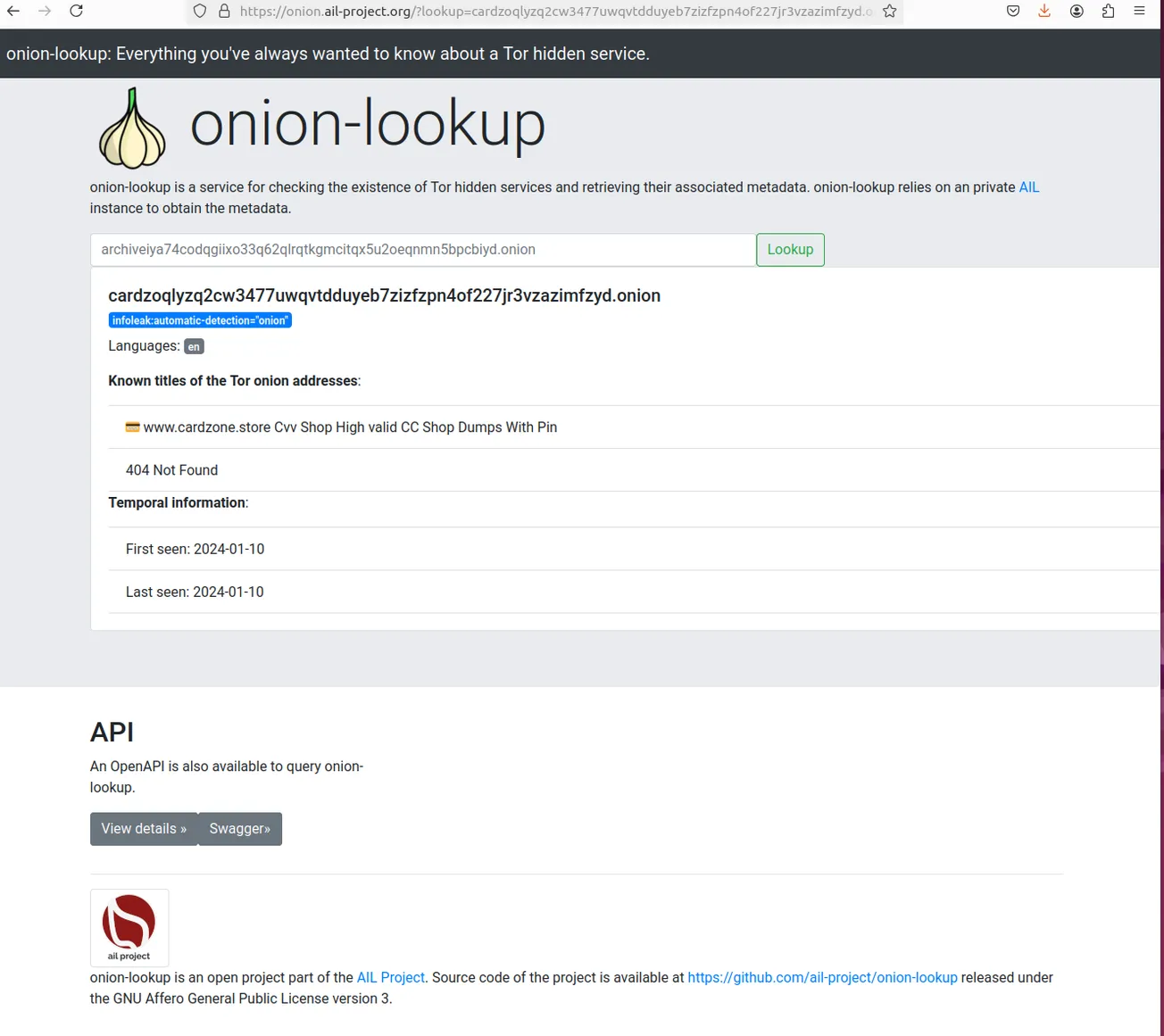 onion-lookup: Tor Onion Address Lookup