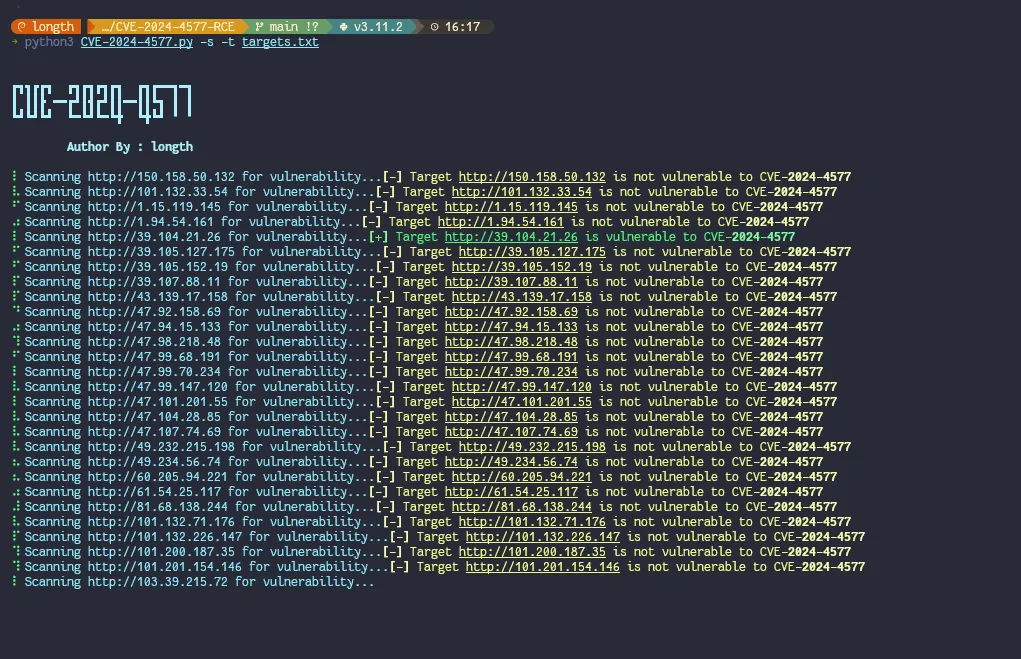 CVE-2024-4577: PHP CGI Argument Injection Scanner and Exploit