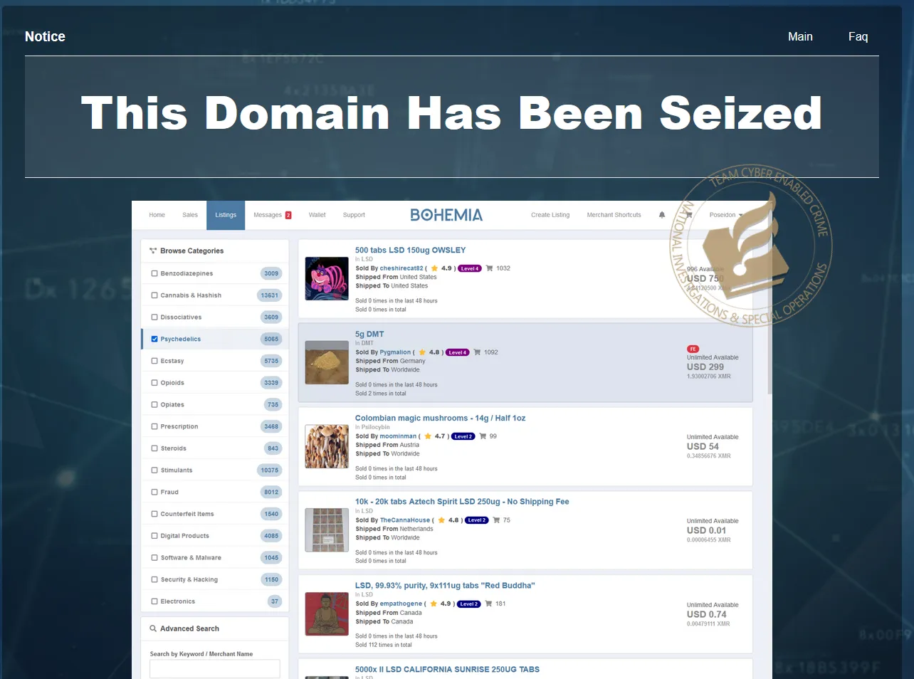 Second Bohemia Admin Arrested in Rotterdam, Bohemia Market Page Now Shows a Seizure Notice, Along With FAQ by LEA