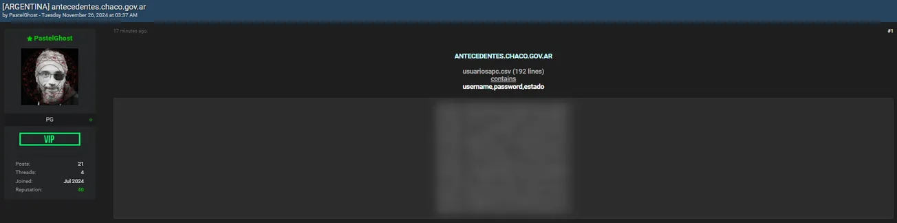 A Threat Actor Allegedly Leaked the Data of Policía del Chaco-APC