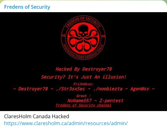 Fredens of Security Defaced the Websites of Good News Weekly and Claresholm