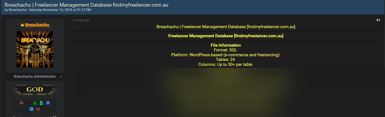 Breachachu Has Allegedly Leaked the Data of FindMyFreelancer