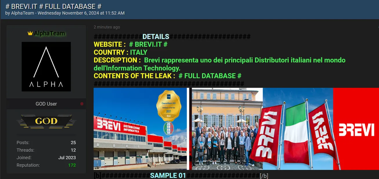 A Threat Actor Has Allegedly Leaked the Data of BREVI