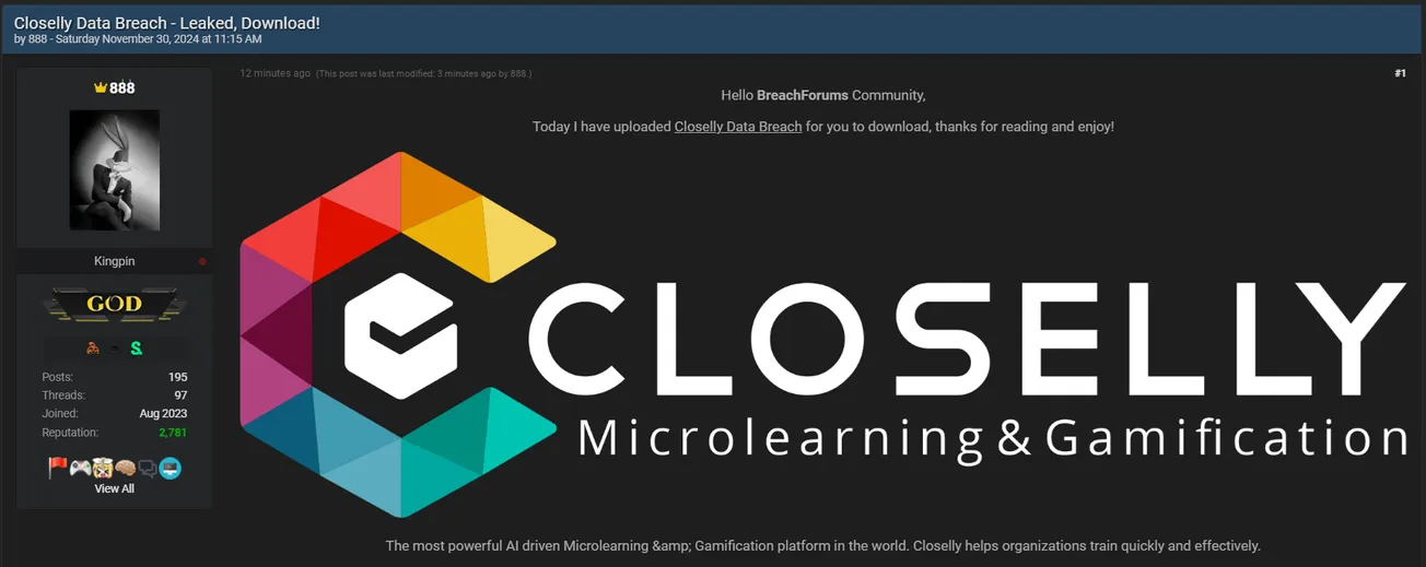 888 Claims to have Leaked the Data of Closelly