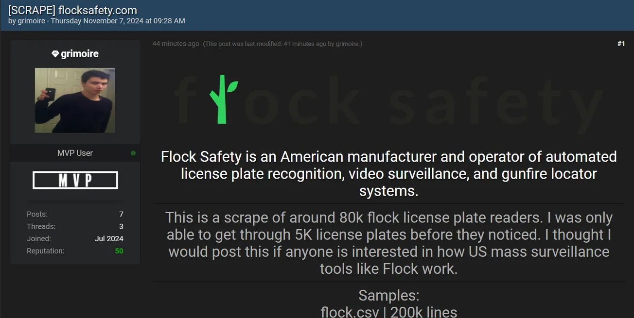 A Threat Actor Allegedly Leaked Data of Flock Safety