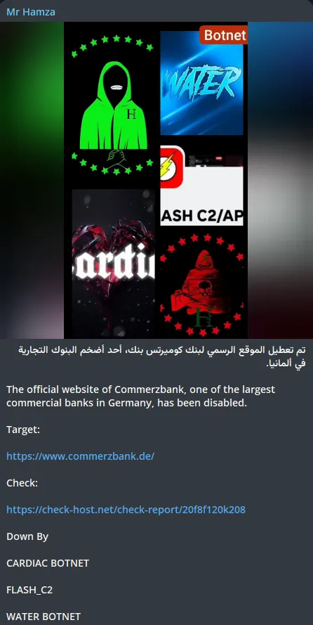 Mr Hamza Targeted the Website of Commerzbank