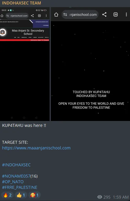 INDOHAXSEC Defaced the Website of Maa Anjani Sr. Sec. School