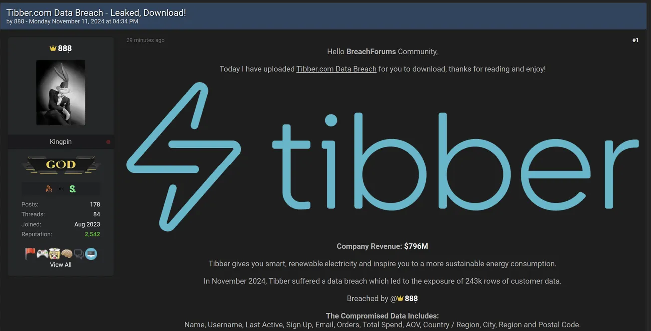 888 Has Allegedly Leaked Data of Tibber