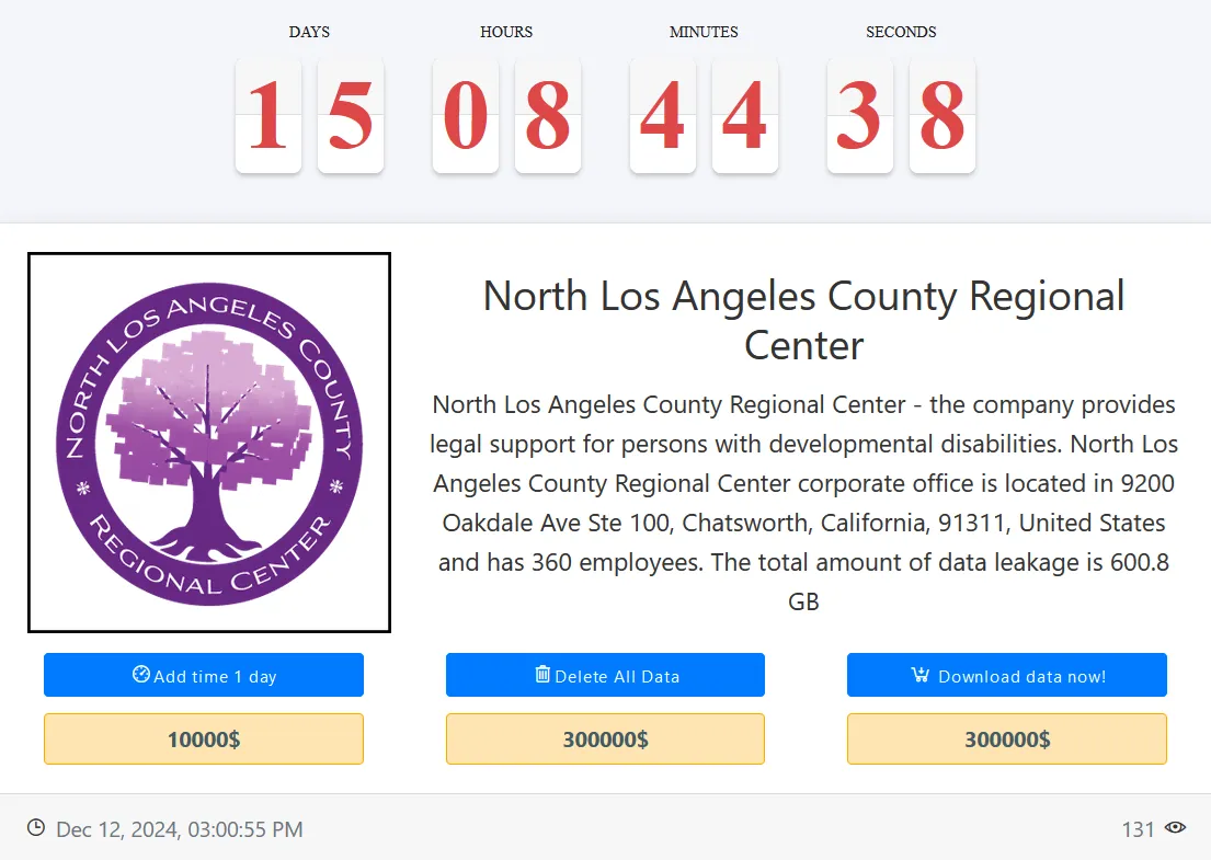 North Los Angeles County Regional Center Has Been Claimed a Victim to MEDUSA Ransomware