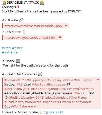 DXPLOIT Defaced the Website of MIKROSMAR