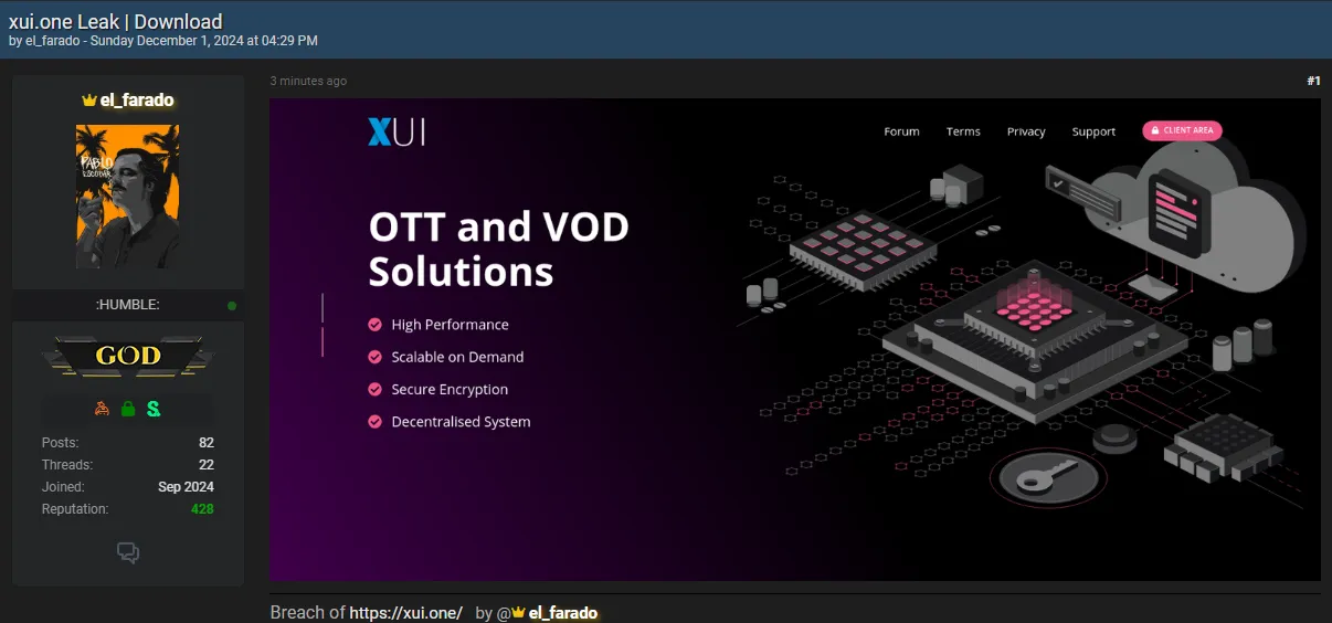 el_farado Claims to have Leaked the Data of XUI