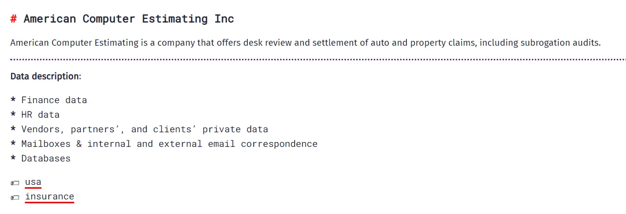 American Computer Estimating Inc, Has Been Claimed a Victim to BianLian Ransomware