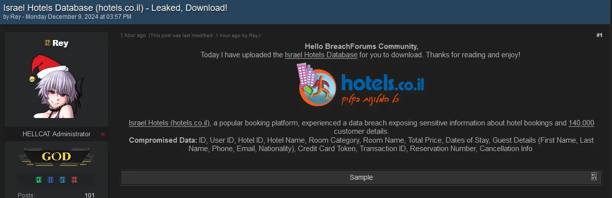 Rey has Allegedly Leaked the Data of Israel Hotels