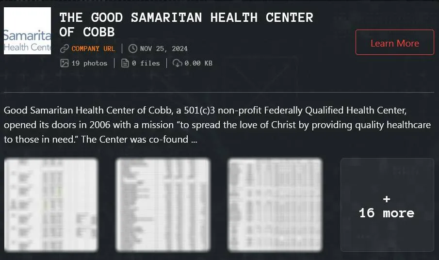 Good Samaritan Health Center of Cobb Has Been Claimed a Victim to Qilin Ransomware