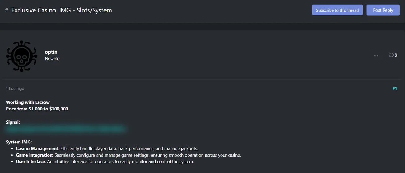 A Threat Actor Claims to be Selling 600GB of Images from an Unidentified Casino