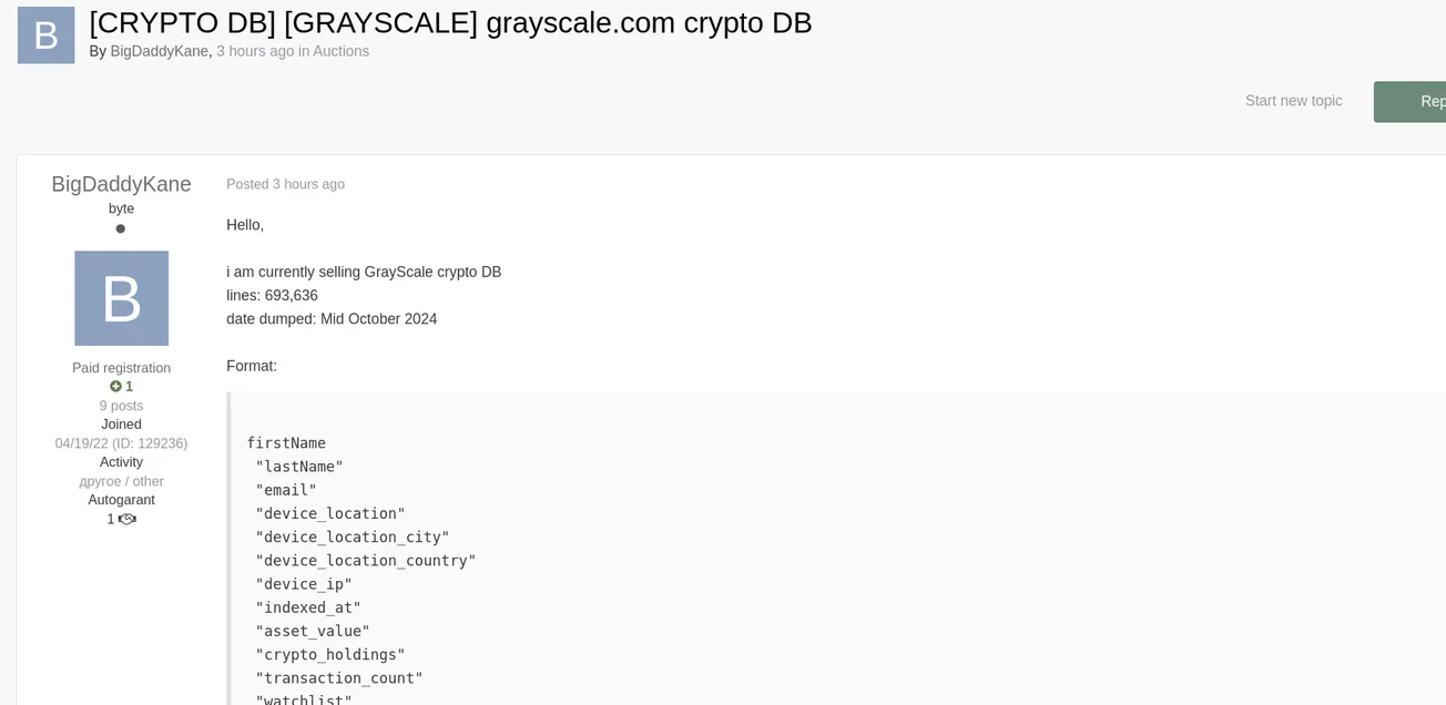 BigDaddyKane is Allegedly Selling the Data of Grayscale Investments
