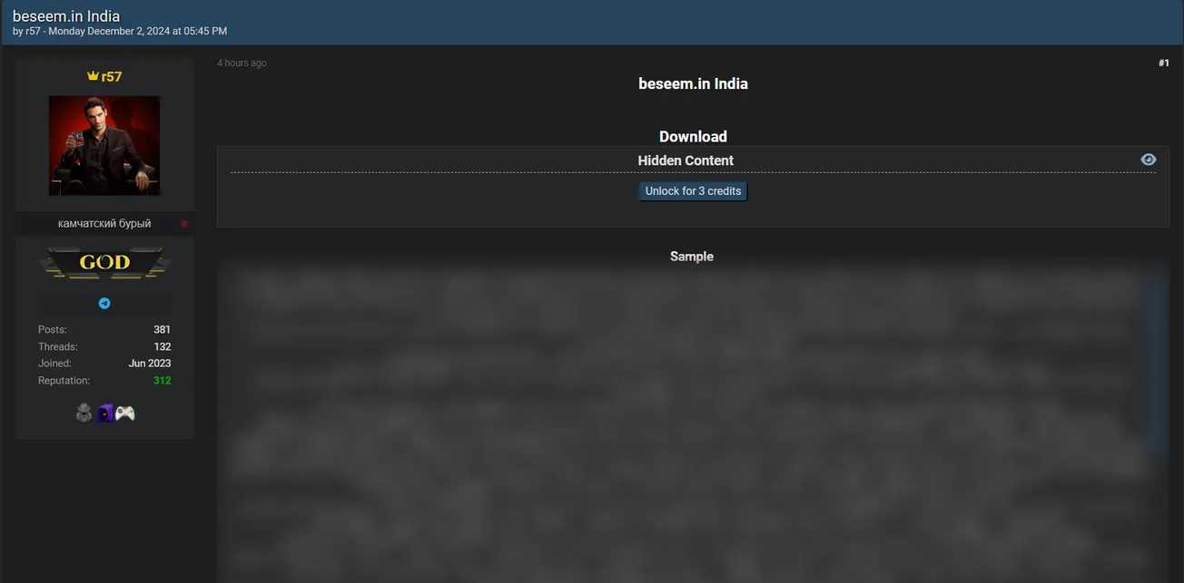 r57 Claims to have Leaked beseem[.]in