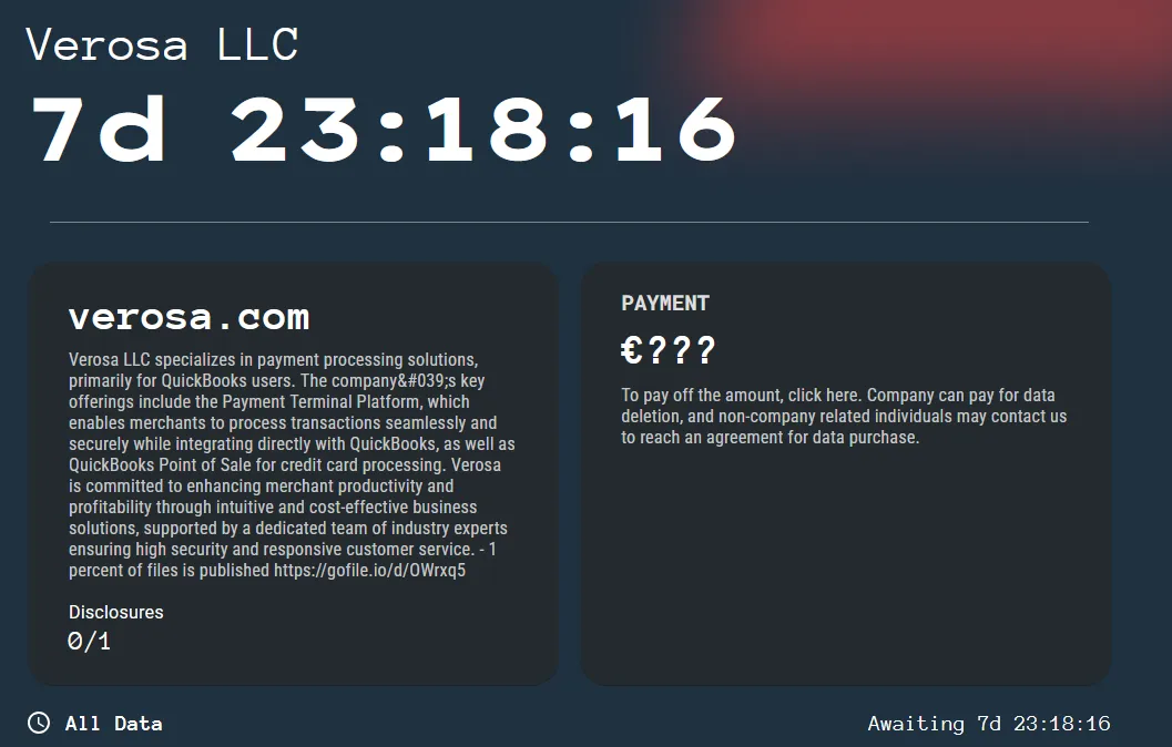 Verosa LLC Has Been Claimed a Victim to Kill Security Ransomware