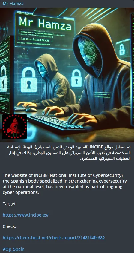 Mr Hamza Targeted the Website of INCIBE