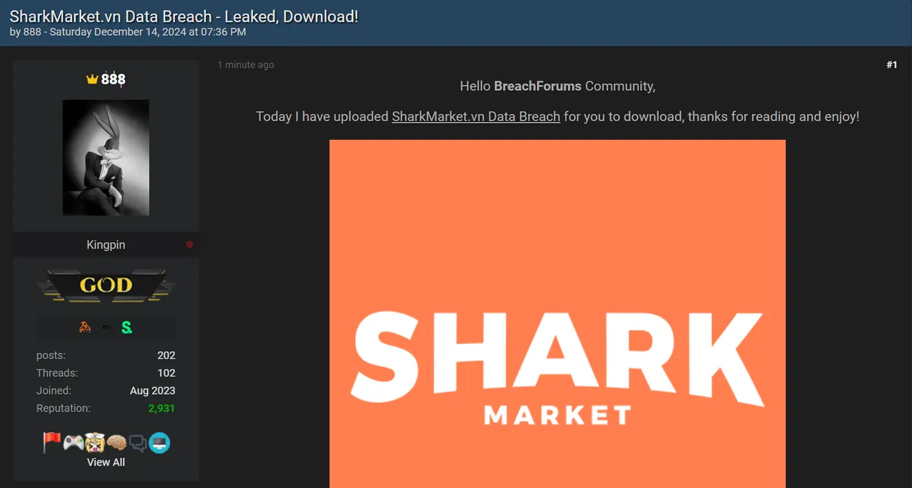 888 Claims to Have Leaked the Data of SHARK MARKET