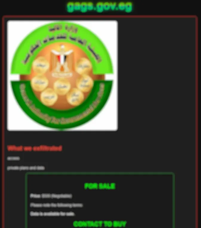 General Authority for Government Services in Egypt Targeted by Funksec Ransomware