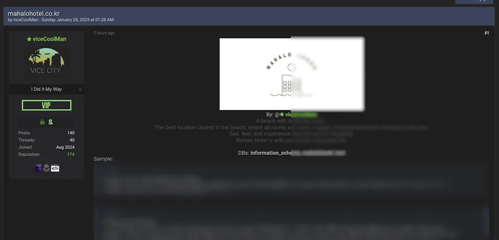 A Threat Actor Claims to be Selling the Data of Mahalo Hotel