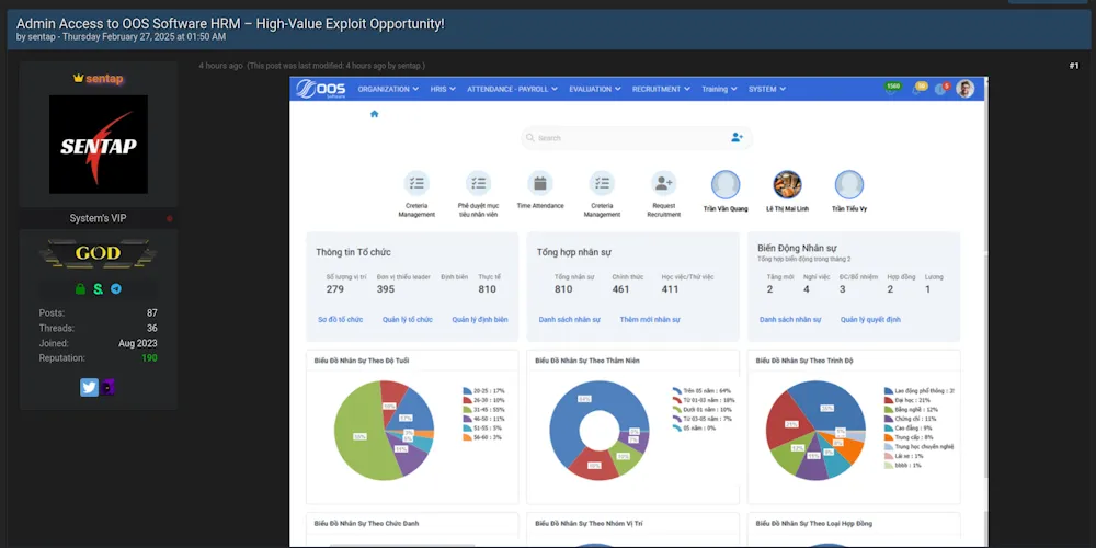 A Threat Actor is Selling Admin Access to OOS Software HRM