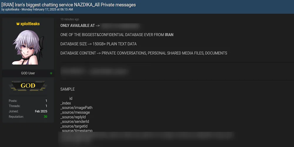 A Threat Actor Allegedly Leaked the Data of Nazdika