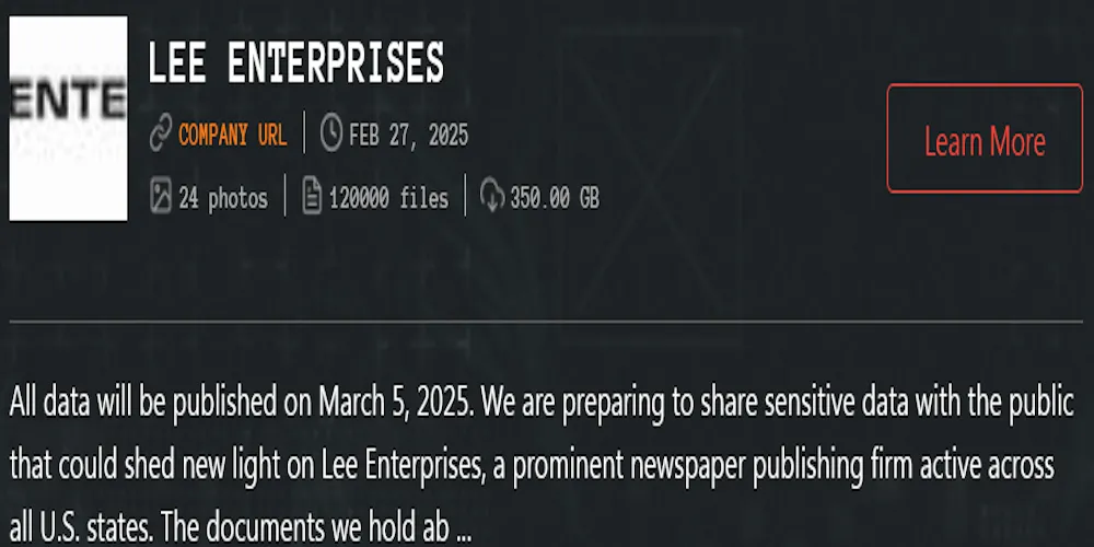 Lee Enterprises Has Fallen Victim to Qilin Ransomware