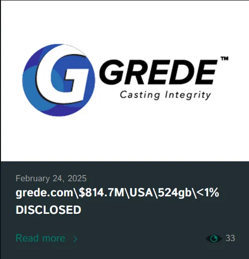 Grede Has Fallen Victim to Cactus Ransomware