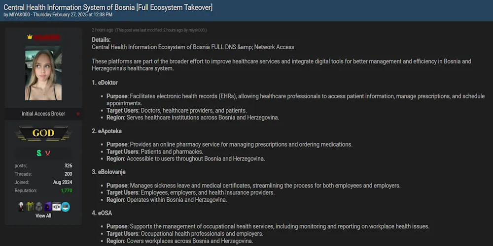 miyako Claims to be Selling Full Ecosystem Takeover to Central Health Information System of Bosnia