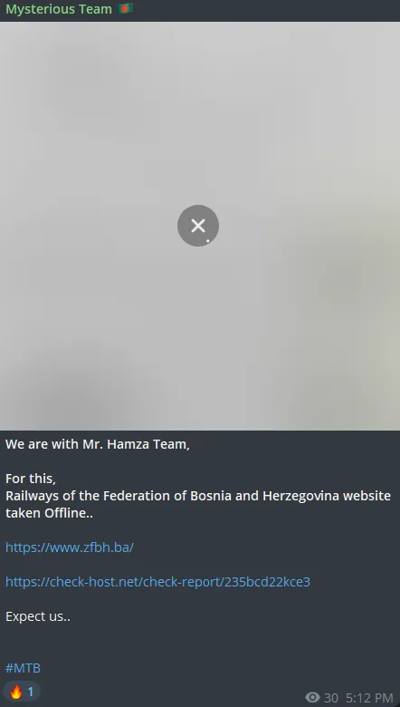 Mysterious Team Bangladesh Targeted the Website of Railways of the Federation of Bosnia and Herzegovina