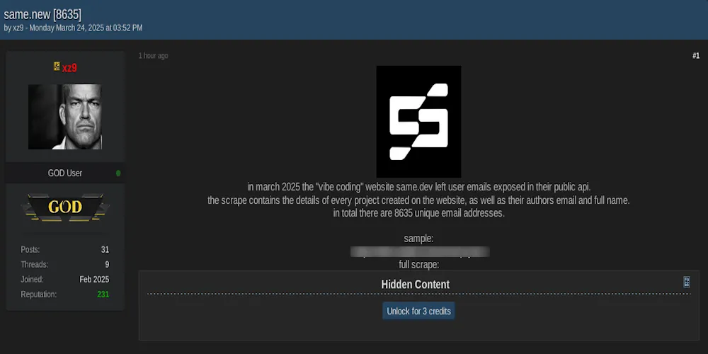 Alleged Data Leak of Same.dev Exposes 8,635 Email Addresses