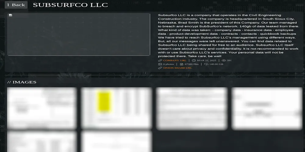 Subsurfco LLC Falls Victim to Qilin Ransomware