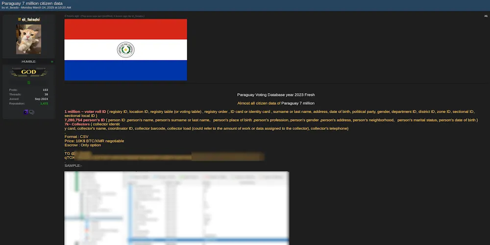 Alleged Sale of Voting Database of Paraguay