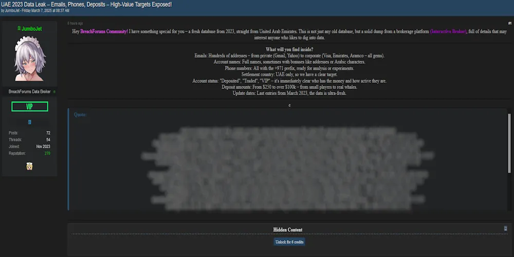 Sensitive UAE Financial Data Allegedly Leaked on Dark Web