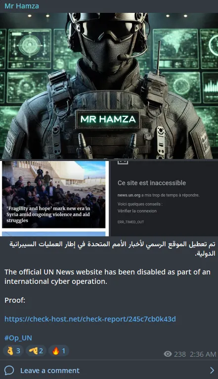 Mr Hamza Targeted the Website of UN News