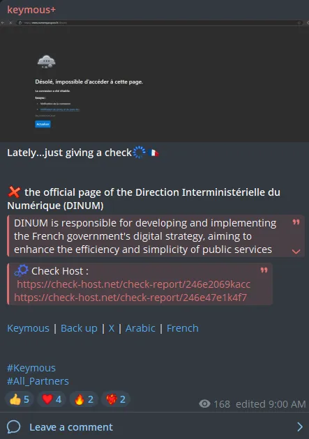 Keymous+ Targeted the Website of Interministerial Digital Directorate