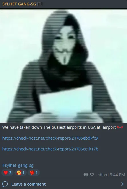 SYLHET GANG-SG Targeted the Website of Hartsfield-Jackson Atlanta International Airport