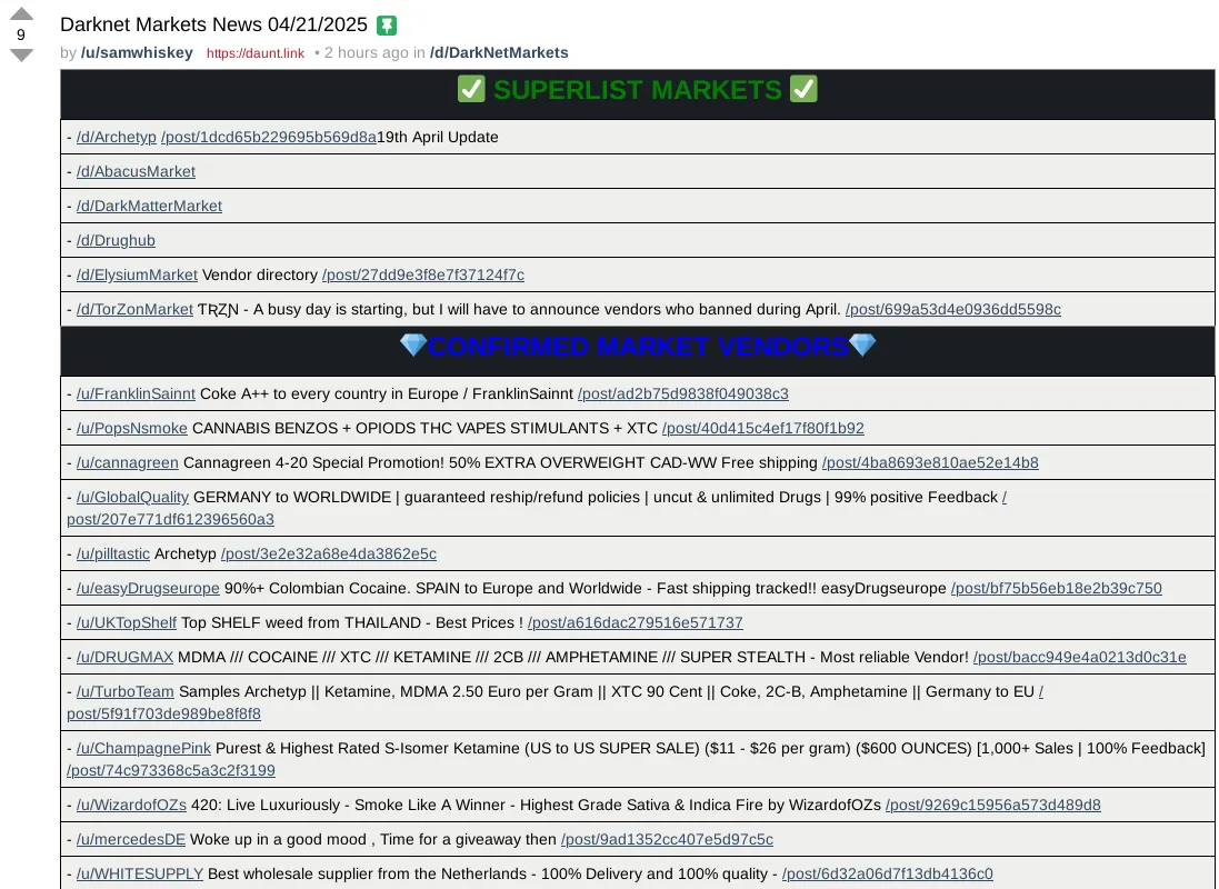Darknet Markets News 2025/04/21