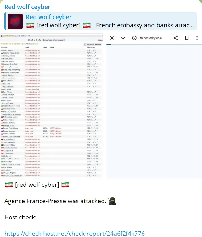 Red wolf ceyber Targeted the Website of France Today