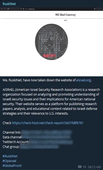 RuskiNet Targeted the Website of Access Israel Organization