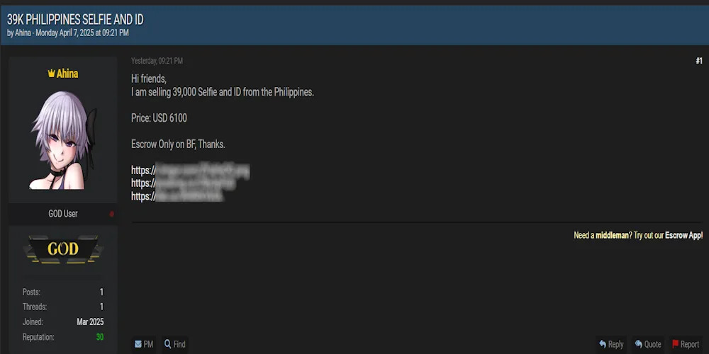 Alleged Data Breach of Philippines PII