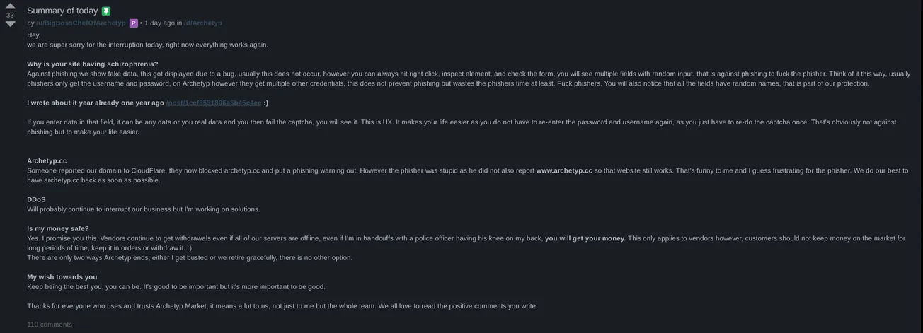 Archetyp Market Update: Phishing Reports, Domain Disruption, and DDoS Resilience
