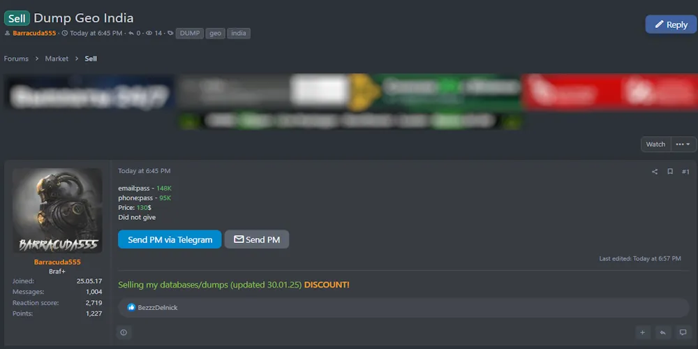 Alleged Data Leak of Indian User Credentials