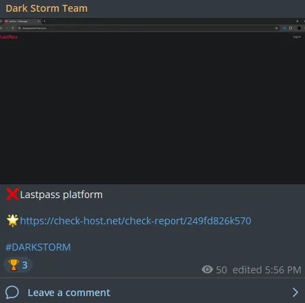 Dark Storm Team Targeted the Website of LastPass