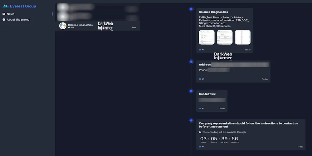 Balance Diagnostics falls victim to Everest Ransomware