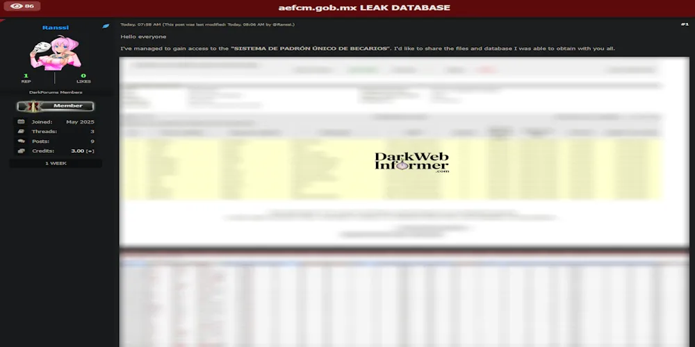 Alleged Data Breach for Sale of Autoridad Educativa Federal en la Ciudad de México