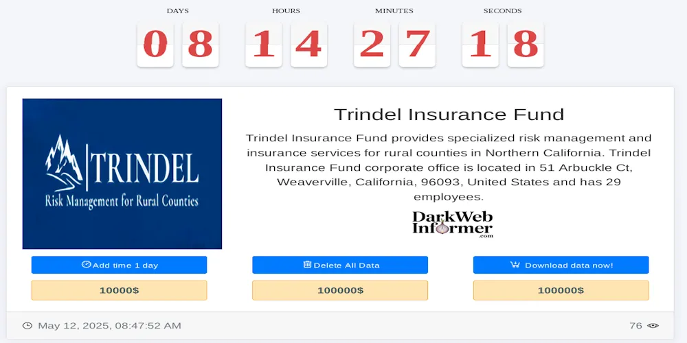 Trindel Insurance Fund falls victim to MEDUSA Ransomware